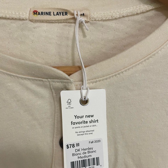 Marine Layer DK Henley Blanc de Blanc Long sleeve Tee - Picture 3 of 8